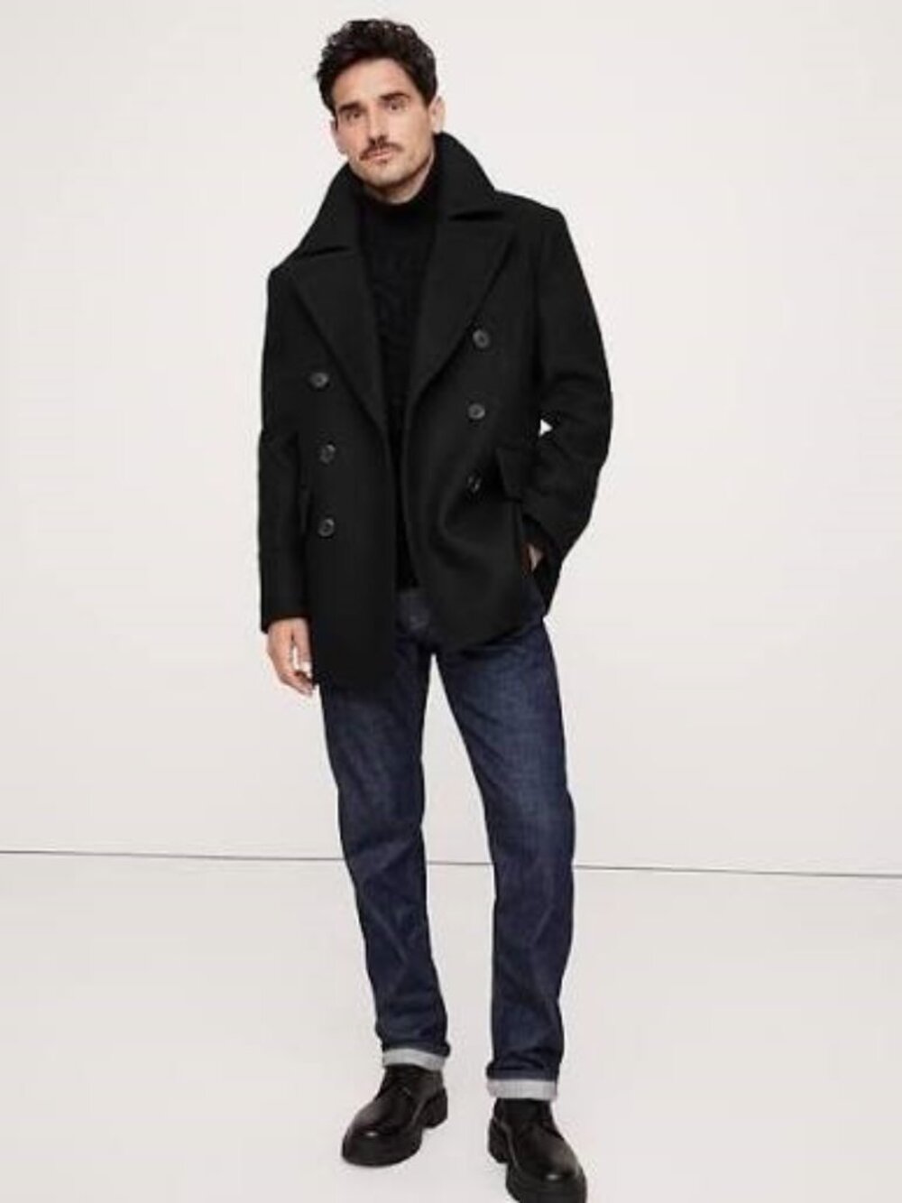 BANANA REPUBLIC PEACOAT BLACK NEW without tags Size M